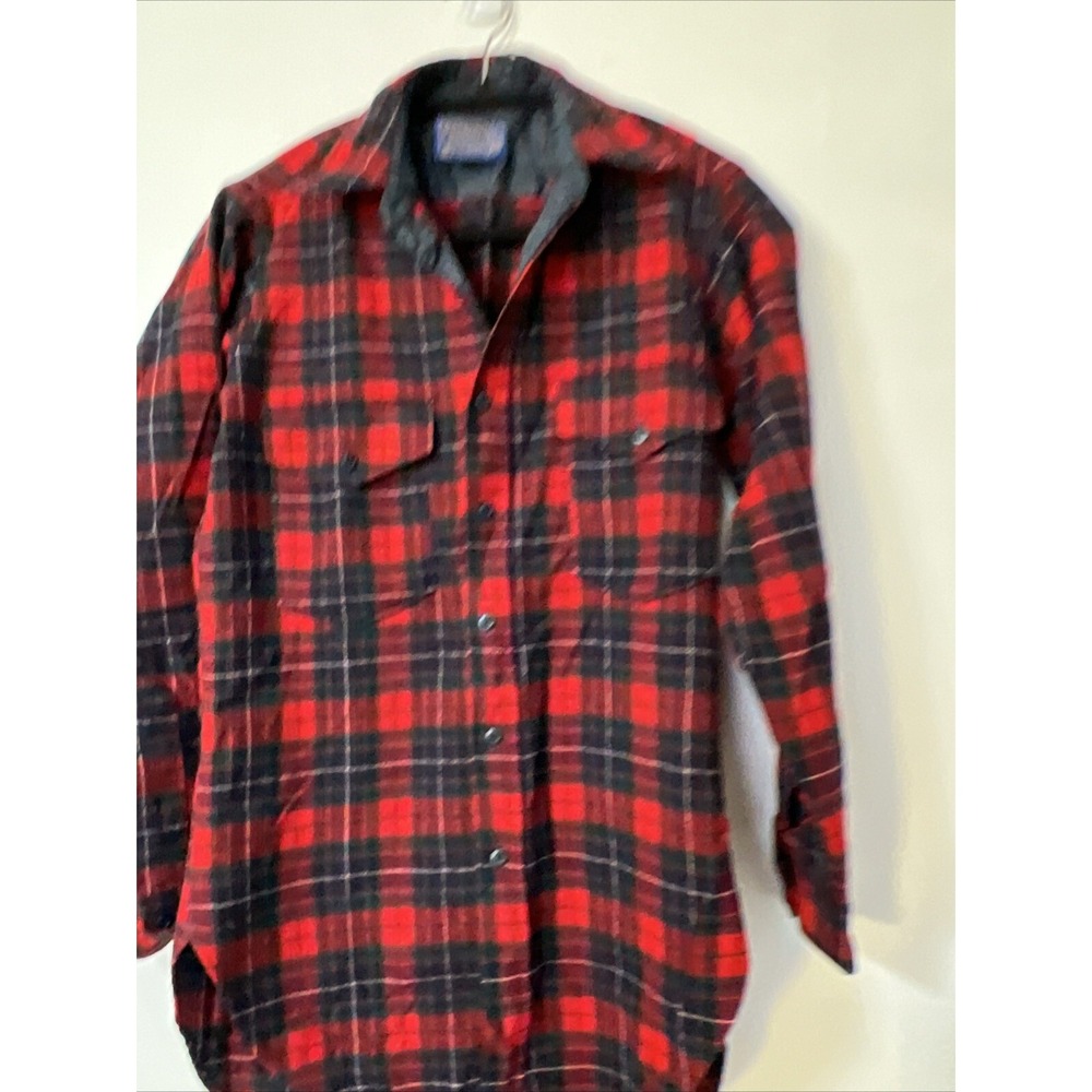 VIntage Pendleton Red Plaid 100% Wool Flannel Shirt S‎ Men's 1970's USA